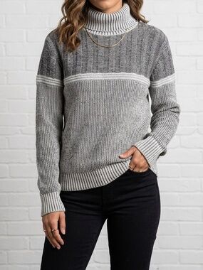 XRay Jeans Gray Marled Turtleneck Sweater Grunge Grandpa Core Knit Medium